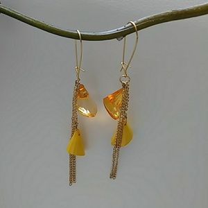 Yellow Orange Gold Resin Retro Dangle Earring